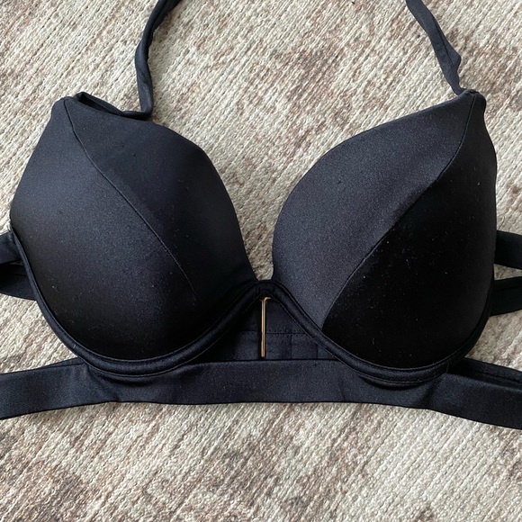 Victorias Secret Push Up/Padded Halter Tie Swim Top | Black | 34C - Picture 2 of 4